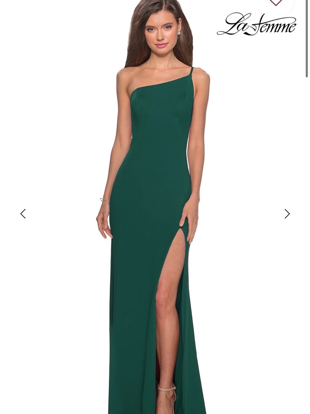 Elegant One-Shoulder Emerald Evening Gown
